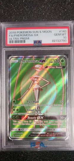 Pheromos GX 140/156 PSA 10 GEM 2018 Pokemon Sun & Moon Holo - Ultra Prism - Image 1