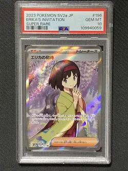Pokemon Card PSA10 Erika's Invitation SV2a 196/165 SR 2023 Japanese - Image 1