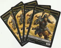 ✪ 4 MAGIC The Gathering WARRIOR Black Creature Token MTG PLAYSET FRF/EN 2015 - Image 1