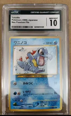 Pokemon 1999 Totodile #158 Neo Premium File Japanese GEM MINT CGC 10 - Image 1