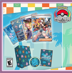 Pokemon Worlds 2025 Deck Accessories Retro Blue Pokemon TCG LIVE Unused code - Image 1