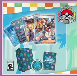 Pokemon Worlds 2025 Deck Accessories Retro Blue Pokemon TCG LIVE Unused code - Image 1