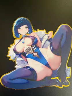 Genshin Impact Yelan Anime Waifu 5" Gold Metal Card - Image 1