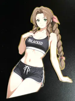 Final Fantasy 7 Aerith Gainsborough 5" Anime Waifu Gold Metal Card - Image 1