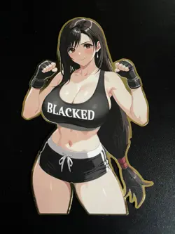 Final Fantasy 7 Tifa Lockhart 5" Anime Waifu Gold Metal Card - Image 1