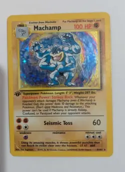 1999 Pokemon 1st Edition Base Set Machamp Holo 8/102 - Image 1