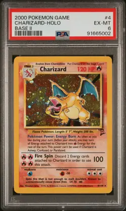 2000 POKEMON GAME BASE II #4 CHARIZARD-HOLO PSA 6 - Image 1