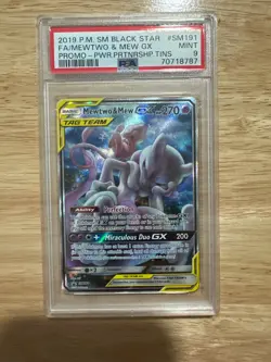 FA / MEWTWO & MEW GX 2019 Pokemon S&M Black Star Promo #SM191 PSA 9 Mint *hl - Image 1