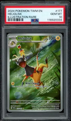 2024 Pokemon PSA 10 Twilight Masquerade Heliolisk Illustration Rare 177/167 Card - Image 1