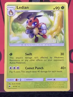 Ledian 10/147 Rare Sun & Moon Burning Shadows Pokemon TCG Regular Rare 2017 NM - Image 3