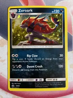 HOLO Zoroark SM89 - PROMO HD Swirl 💫 Cosmos Holo Sun Moon Pokemon Card NM - Image 3