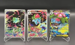 Mega Venusaur ex Bulbasaur Ivysaur SR AR 3Set 076/063 Mega Brave Pokemon Card JP - Image 1