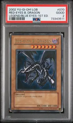 YUGIOH PSA 2 Red-Eyes B. Dragon LOB-070 Ultra Rare 1st Edition GLOSSY *3511 - Image 1