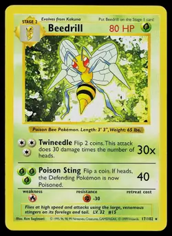 Pokemon Card - Beedrill Base Set (Shadowless) 17/102 Rare - Image 1