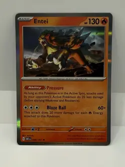Entei Holo Rare #030/197 2023 Obsidian Flames Pokemon plus Reverse Holo - Image 2