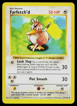 Pokemon Card - Farfetch'd Base Set (Shadowless) 27/102 - Image 1