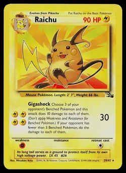 Pokemon Card - Raichu Fossil 1999-2000 29/62 Rare - Image 1