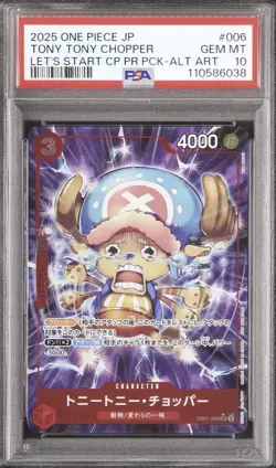 One Piece Card PSA10 Tony Tony Chopper SR Parallel EB01-006 Japanese - Image 1