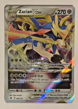 Zacian 2023 Pokemon Sword & Shield Crown Zenith VSTAR 096/159 Rare Holo - Image 1