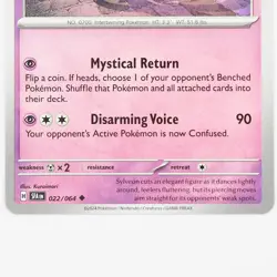 Sylveon 022/064 Shrouded Fable Holo Rare NM Pokemon TCG Card Eeveelution Psychic - Image 3