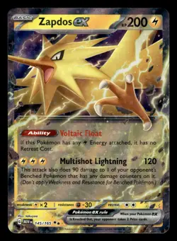 Zapdos ex 145/165 Double Rare 151 Set Pokemon Card - Image 1