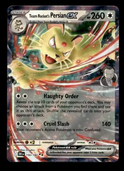 Team Rocket's Persian ex 150/182 Double Rare Destined Rivals Pokemon Card - Image 1