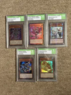 5x Graded Yugioh Trading Cards Bundle 3x 10s And 2x 9s English Japanese Korean - Image 1
