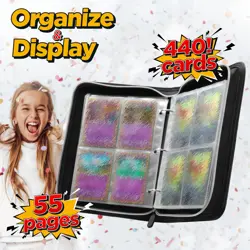 Trading Card Binder, 4 Pockets Card Holder, 55 Double Sided Removable Pages, ... - Image 4