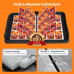 Card Binders 9 Pocket with 900 Pockets,Premium Zipper Case with 50 Removable ... - Image 5