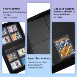 4 Pocket Top Loader Card Binder 128 Toploader Card Slot Trading Card Binders ... - Image 5