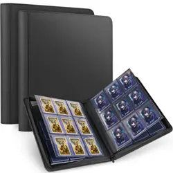 2 Pack Top Loader Binder 576 Capacity with 9-Pocket Pages, PU Leather Card Bi... - Image 1
