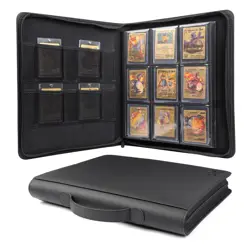 Top Loader Binder - 288-Card 9-Pocket PU Leather Trading Card Album - Fits 3"... - Image 1
