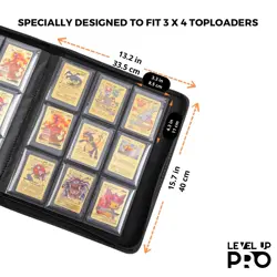 Top Loader Binder - 288-Card 9-Pocket PU Leather Trading Card Album - Fits 3"... - Image 4