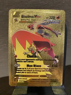 Blaziken Foil Metal Pokemon Pokemon Fan Art Collectible Card Trading - Image 1