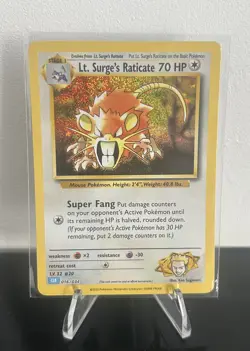 Pokemon TCG Lt. Surge's Raticate 016/034 Pokemon Card Game Classic Holo 2023 NM - Image 1