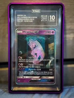 Pokemon Mewtwo GX 78/73 Shining Legends Sun & Moon Secret Rare Card Tag 10 - Image 1