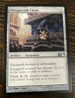 Magic The Gathering Whispersilk Cloak Card M11 Very Good Condition - Image 1