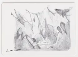 Gold Signed Lumbering Falls Proof Sketch LP BFZ Artist Titus Lunter MTG Magic AP - Image 1