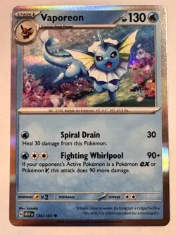 Vaporeon - holo Rare - SV: Scarlet & Violet 151 134/165 - Near Mint Pokemon - Image 1