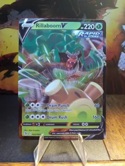 2021 Pokemon Fusion Strike Rillaboom V #022 VLP-NM - Image 1