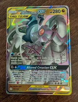 Arceus Dialga Palkia GX 156/236 Cosmic Eclipse Full Art Tag Team Pokemon TCG NM - Image 1