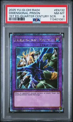 Yugioh Dimensional Prison RA04-EN132 Quarter Century Secret Rare 1st PSA 8 NM - Image 1