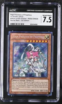 Yugioh Card High Priestess of Prophecy Secret Rare 1st Ed REDU-EN020 CGC 7.5 - Image 1