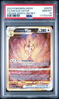PSA 10 Arceus VSTAR GG70 Secret Gold Pokemon Card Crown Zenith 2023 GEM MINT - Image 1