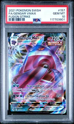 PSA 10 Gengar VMAX 157 Full Art Fusion Strike Pokemon Card 2022 GEM MINT - Image 1