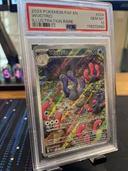 Pokemon TCG Wugtrio 224/091 2024 Paldean Fates Illustration Rare Card - PSA 10 - Image 1
