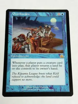 MTG PROPHECY OVERBURDEN NM MAGIC THE GATHERING ENGLISH RARE BLUE ENCHANTMENT - Image 1