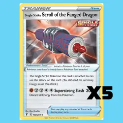 X5 Pokemon Evolving Skies Single Strike Scroll of the Fanged Dragon Trainers - Image 1