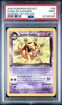 2000 Pokemon GERMAN 1st Edition Rocket Dunkles Kadabra Non Holo 39/82 PSA 9 MINT - Image 1