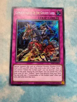 YUGIOH CONQUISTADOR OF THE GOLDEN LAND SECRET RARE 1ST EXC SESL-EN034 - Image 1